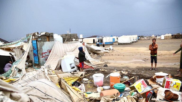 أحد المخيمات المستهدفة في مأرب