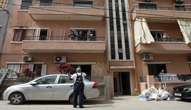 ترميم مبنى بأحد أحياء بيروت