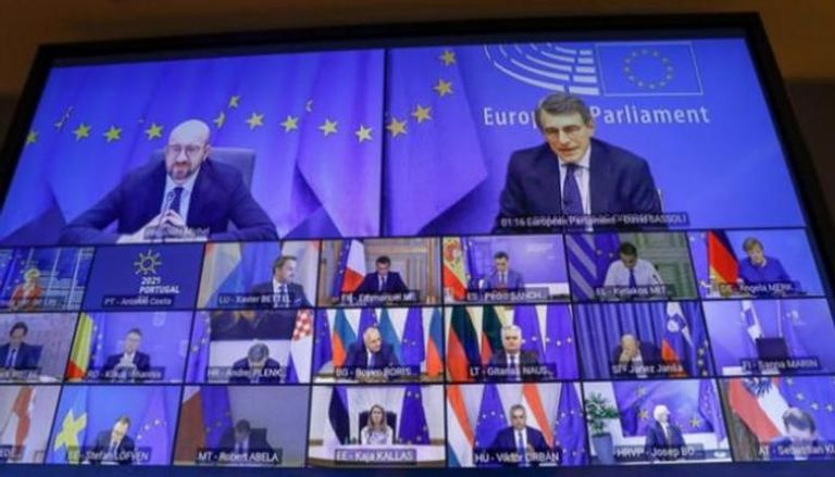  قمة افتراضية سابقة لقادة المجلس الأوروبي حول تحورات كورونا - أ ف ب 