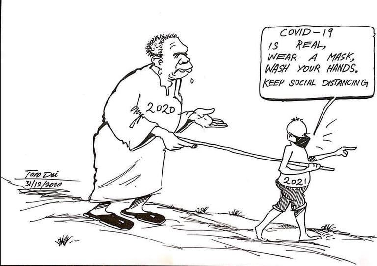 إحدى رسومات الفنان جنوب سوداني توماس داي فال