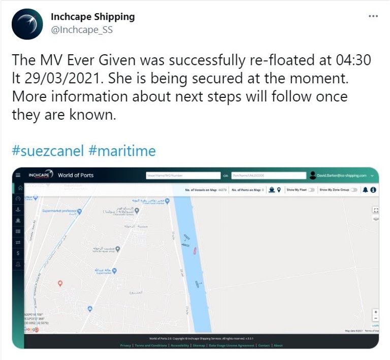 السفينة الجانحة في قناة السويس