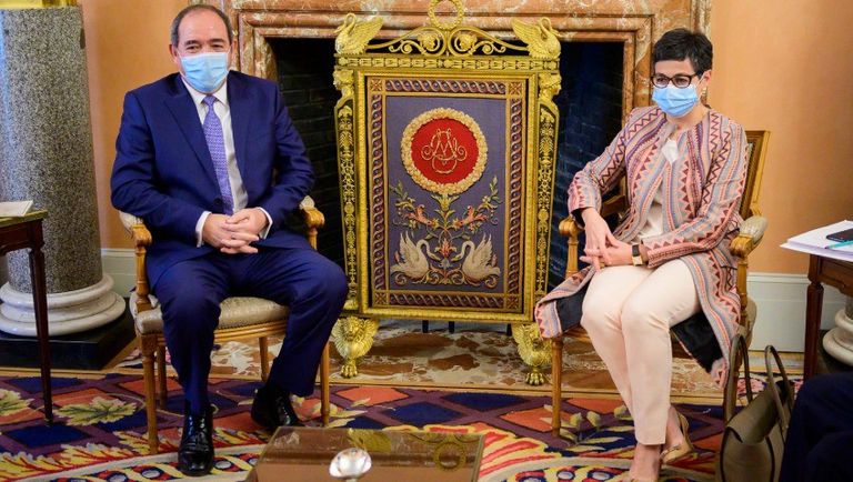 جانب من لقاء وزيرا خارجية الجزائر وإسبانيا في  مدريد