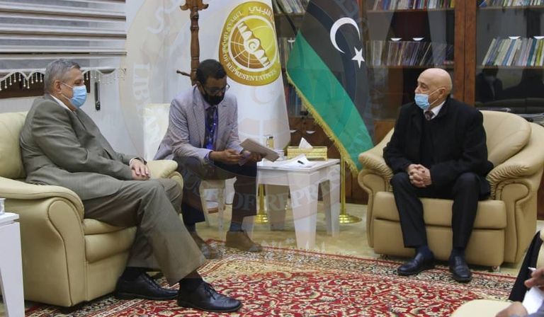 المجلس الرئاسي الليبي مع أعضاء من لجنة الحوار