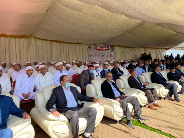 جانب من حفل إطلاق المحتجزين - (مديرية أمن الزاوية)