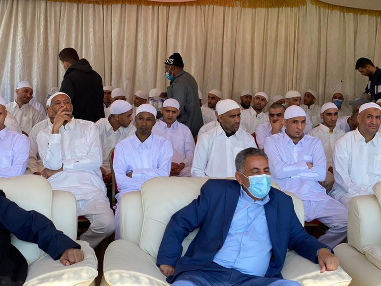 جانب من حفل إطلاق المحتجزين - (مديرية أمن الزاوية)