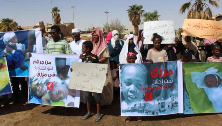 وقفة احتجاجية لمهجري مرزق في سبها الليبية