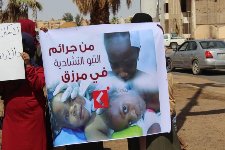 وقفة احتجاجية لمهجري مرزق في سبها الليبية