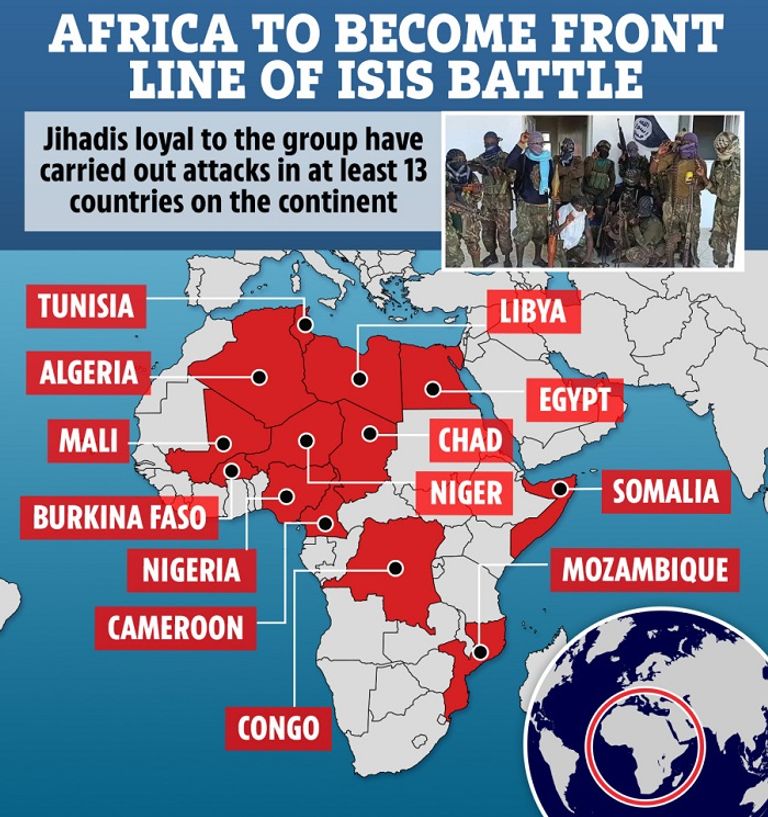 أماكن انتشار تتظيم داعش في أفريقيا