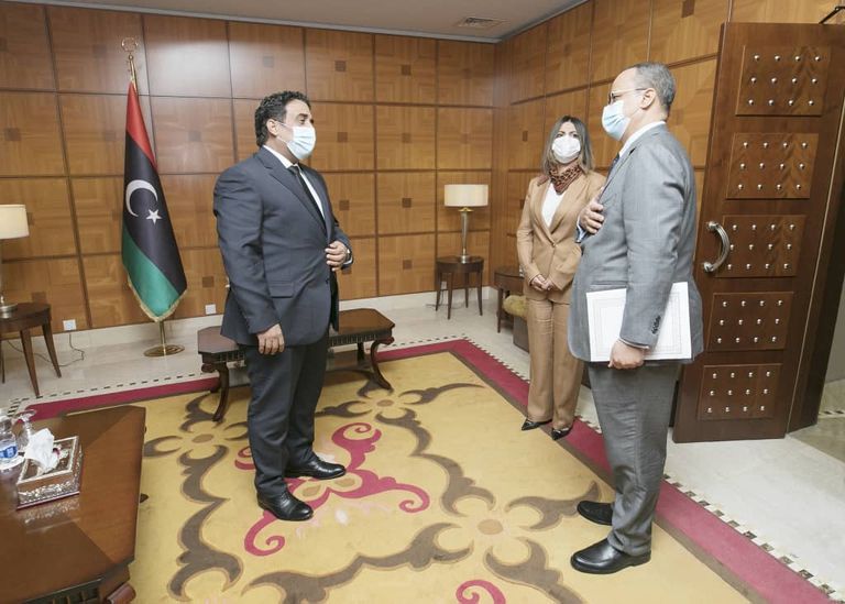 جانب من لقاء المنفي ووزير الخارجية الموريتاني