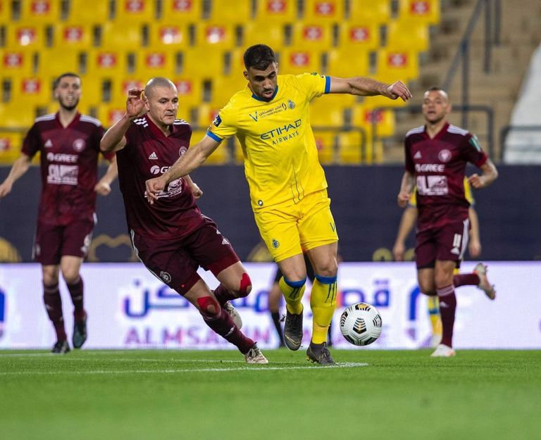 حمد الله خلال مباراة النصر والفيصلي