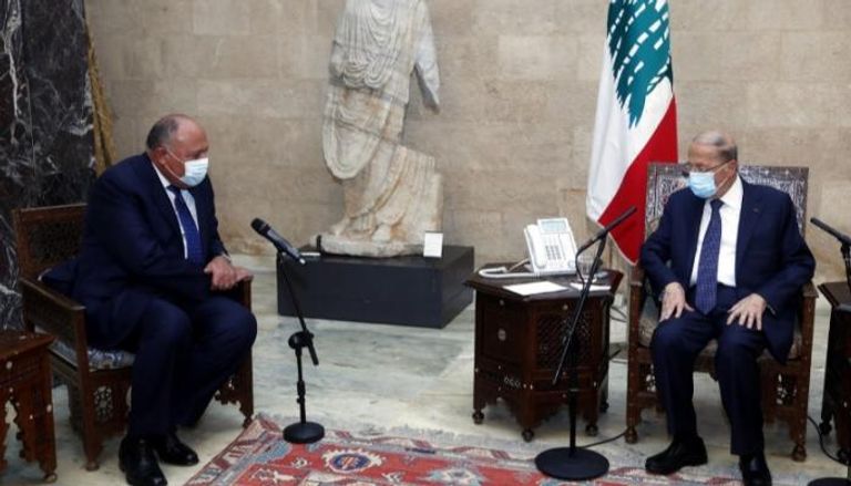 لقاء الرئيس اللبناني ميشال عون ووزير الخارجية المصري سامح شكري