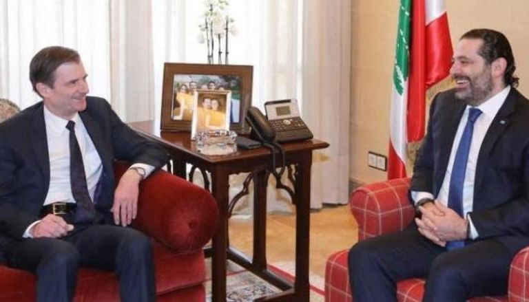  ديفيد هيل في لقاء سابق مع رئيس الوزراء اللبناني المكلف سعد الحريري 