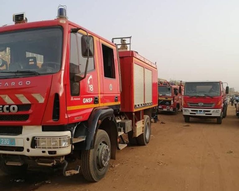 جانب من آثار الحريق في المدرسة