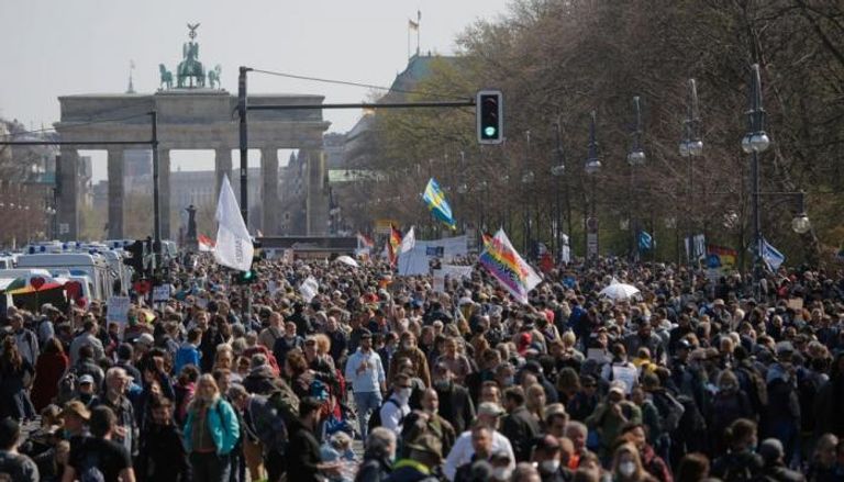 جانب من مظاهرة اليوم في برلين