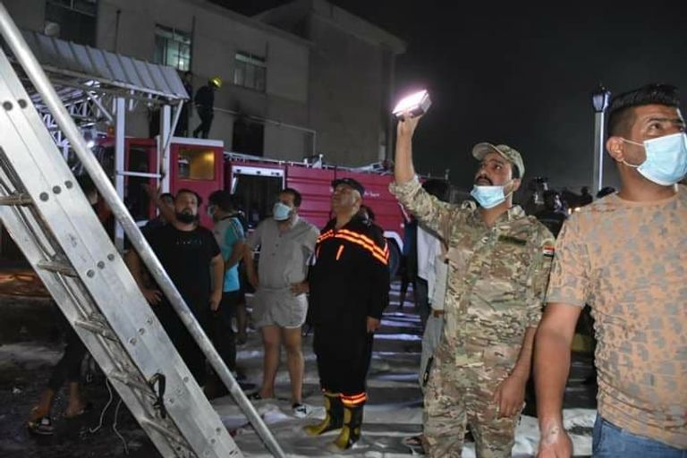 حريق داخل مستشفى مرضى كورونا ببغداد