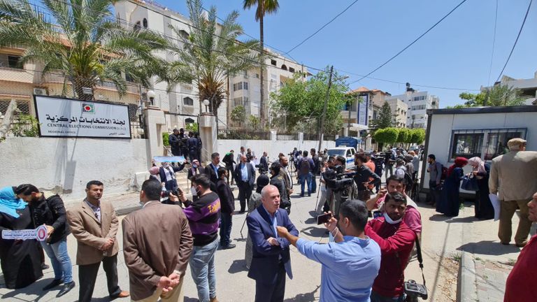 جانب من مظاهرة المرشحين في غزة