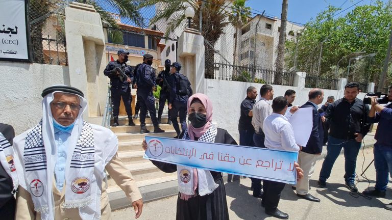 جانب من مظاهرة المرشحين في غزة