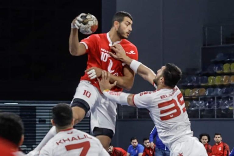 من مباراة الأهلي والزمالك لكرة اليد فريق الأهلي لكرة اليد