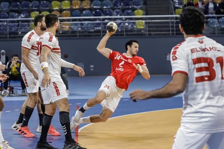 من مباراة الأهلي والزمالك لكرة اليد فريق الأهلي لكرة اليد