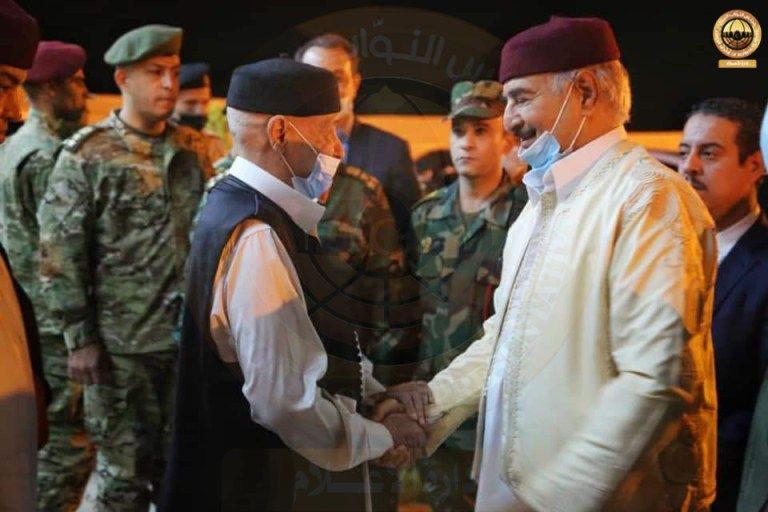 جانب من لقاء المشير خليفة حفتر وعقيلة صالح