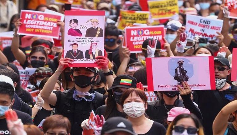 مظاهرات اليوم في عاصمة ميانمار رانغون