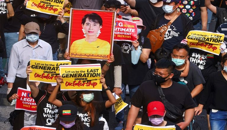 مظاهرات اليوم في عاصمة ميانمار رانغون