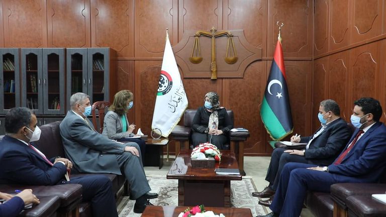 لقاء وزيرة العدل الليبية بالمبعوث الأممي المبعوث الأممي إلى ليبيا يان كوبيش ووزيرة العدل