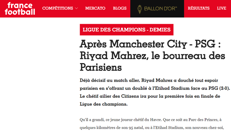 فرانس فوتبول رياض محرز