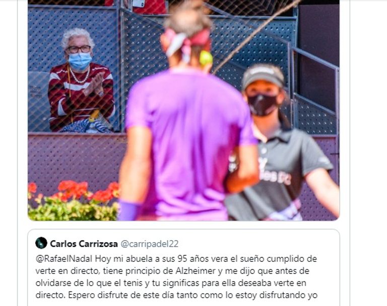 تغريدة حفيد السيدة رافائيل نادال والمشجعة العجوز