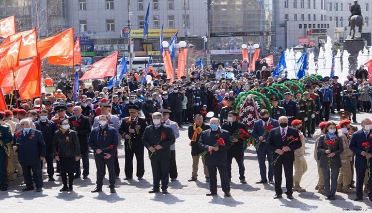 جانب من احتفالات روسية سابقة بعيد النصر على النازية