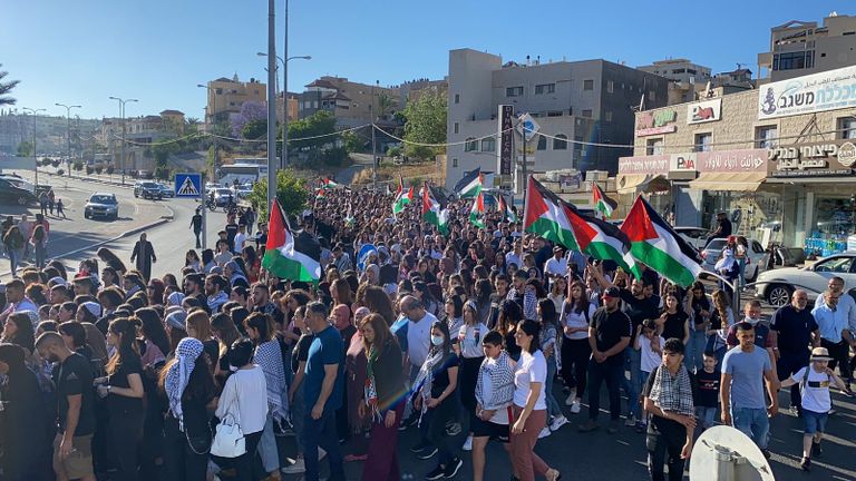 جانب من مسيرة سخنين في ذكرى النكبة