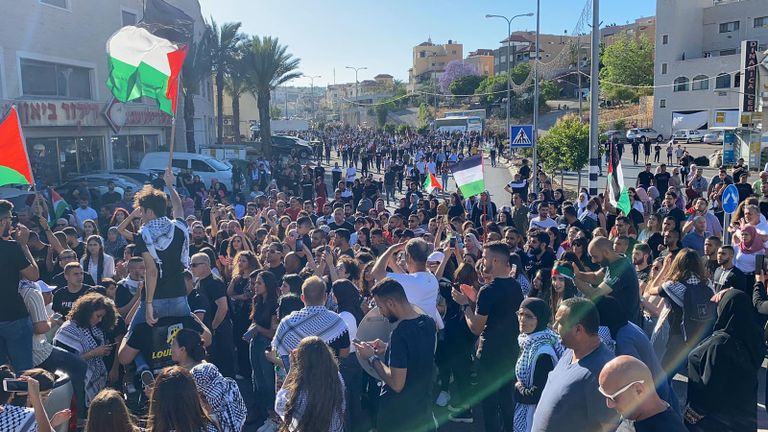 جانب من مسيرة سخنين في ذكرى النكبة