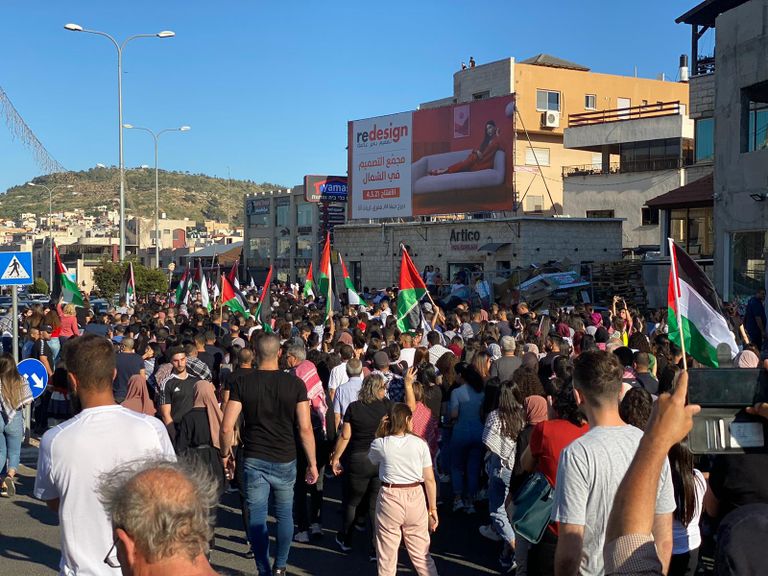 جانب من مسيرة سخنين في ذكرى النكبة