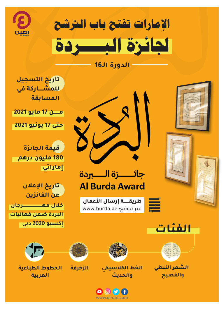 الإمارات تفتح باب الترشح لجائزة البردة