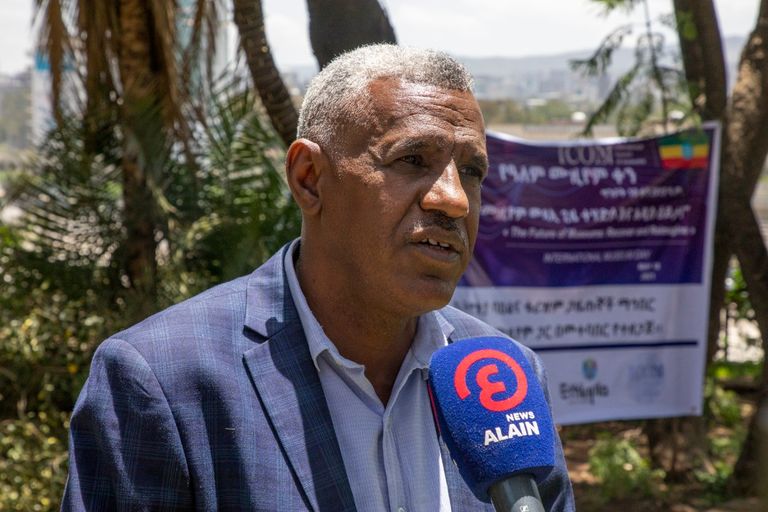 عمر محمد، ممثل جمعية الصحافيين الإثيوبيين للسياحة والثقافة، جانب من احتفالية إثيوبيا باليوم العالمي للمتاحف