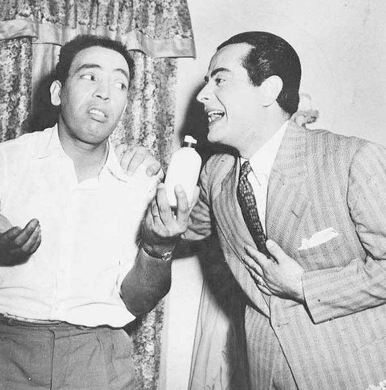 الفنان إسماعيل ياسين والفنان فريد الأطرش