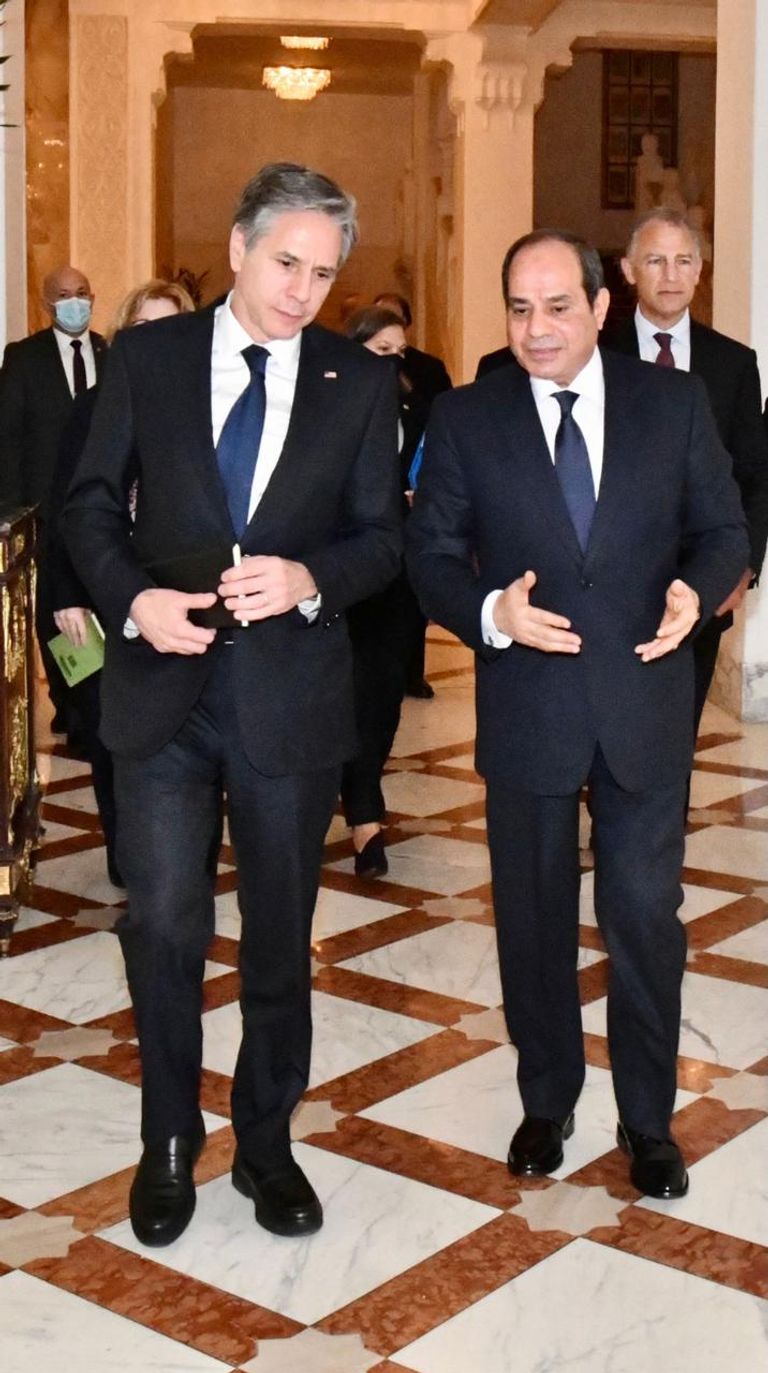 جانب من لقاء السيسي ووزير الخارجية الأمريكي
