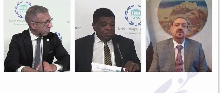 جانب من مشاركة رئيس البرلمان اليمني في اجتماع الاتحاد البرلماني الدولي