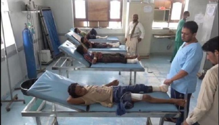الضحايا الأطفال  في مستشفى ميداني