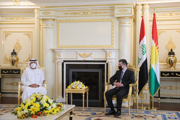 رئيس إقليم كردستان العراق خلال استقبال الوفد الإماراتي