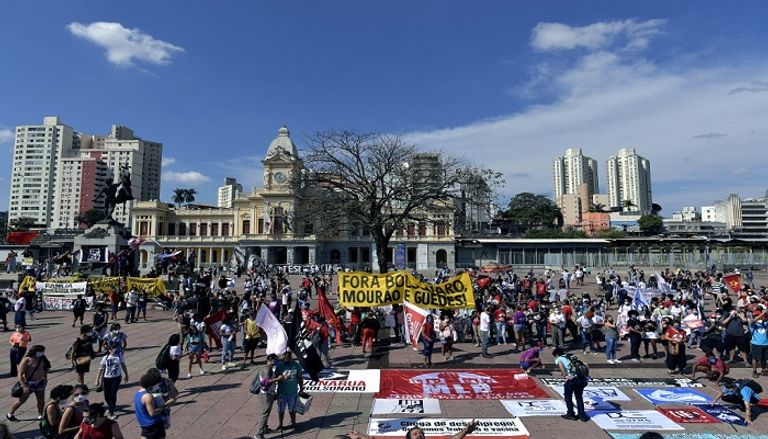 جانب من المظاهرات التي شهدتها مدن برازيلية ضد الرئيس- أ.ف.ب