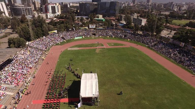 جانب من المظاهرة السلمية بأديس أبابا ضد القرارات الأمريكية