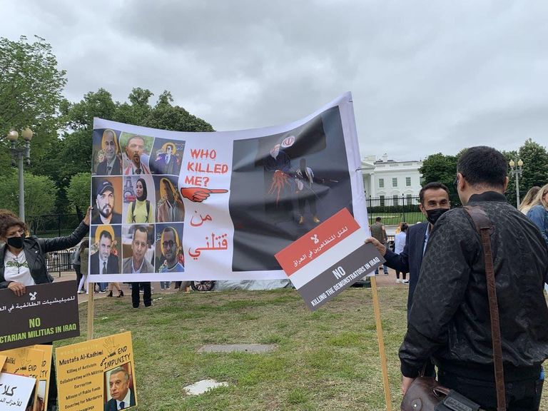الجالية العراقية في وقفة احتجاجية أمام البيت الأبيض