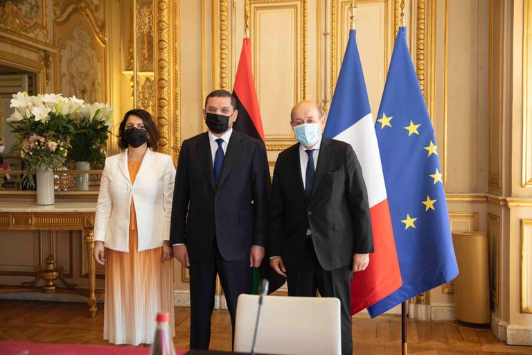 جانب من لقاء الدبيبة ووزيرة الجيوش الفرنسية