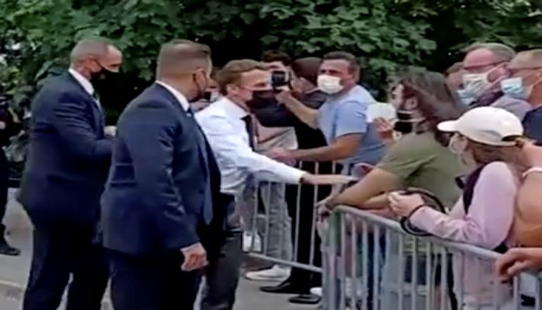 الرئيس الفرنسي خلال الحادث اليوم