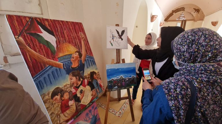 لوحات فنية جسدت ما عاشته غزة خلال التصعيد الأخير