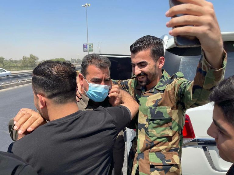 القيادي في الحشد الشعبي قاسم مصلح بعد إطلاق سراحه