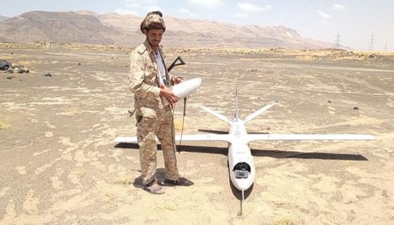 طائرة حوثية مسيرة أسقطها الجيش اليمني في مأرب - أرشيفية