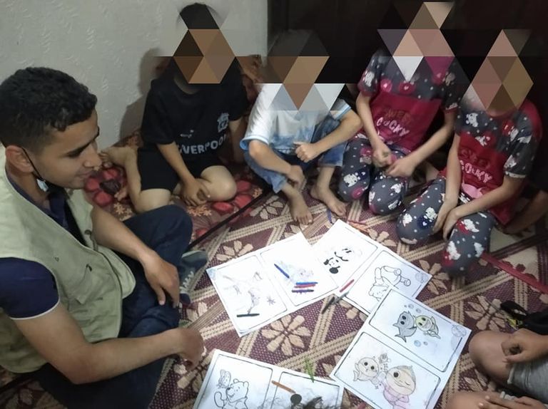 جانب من فعاليات ترفيهية للتفريغ النفسي للأطفال في غزة