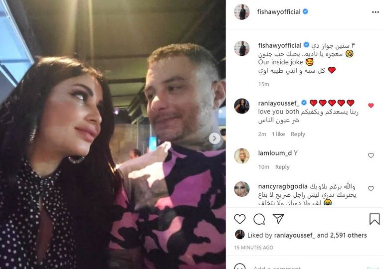 أحمد الفيشاوي وزوجته ندى الكامل